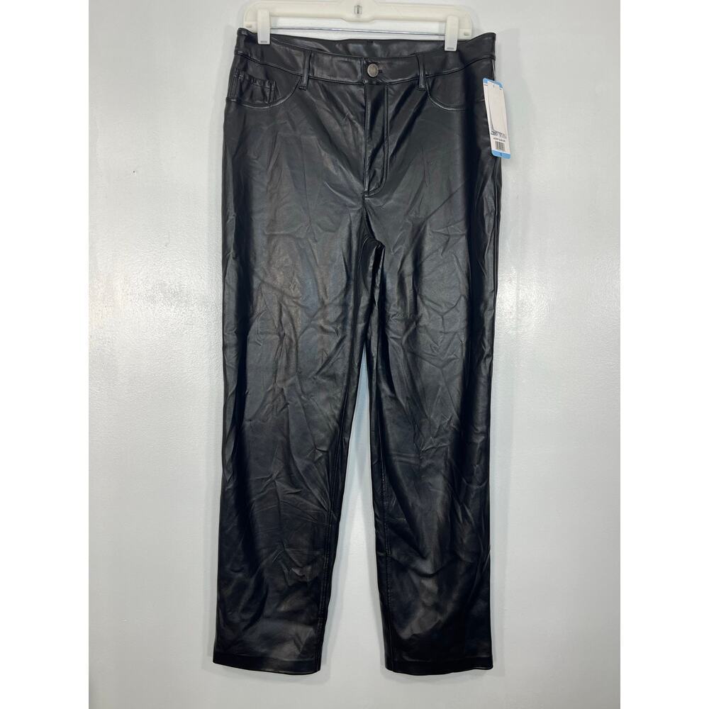 NWT JOIE JEANS straight PANTS Solid Black Faux LeatherWomen Size 10 High Rise